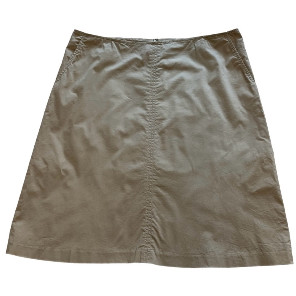 Banana Republic Flat Front A-Line Skirt Midi High Rise Slash Pockets Size 14